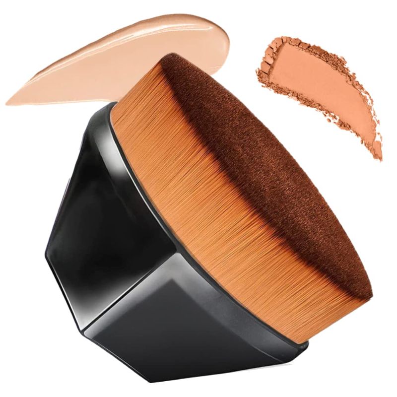 Photo 1 of Vodoco Foundation Makeup Brush Flat Kabuki Foundation Brush Liquid Powder Foundation Brush For Blending Liquid, Cream Or Flawless Powder Makeup Brushes With Protective Case (Black)
