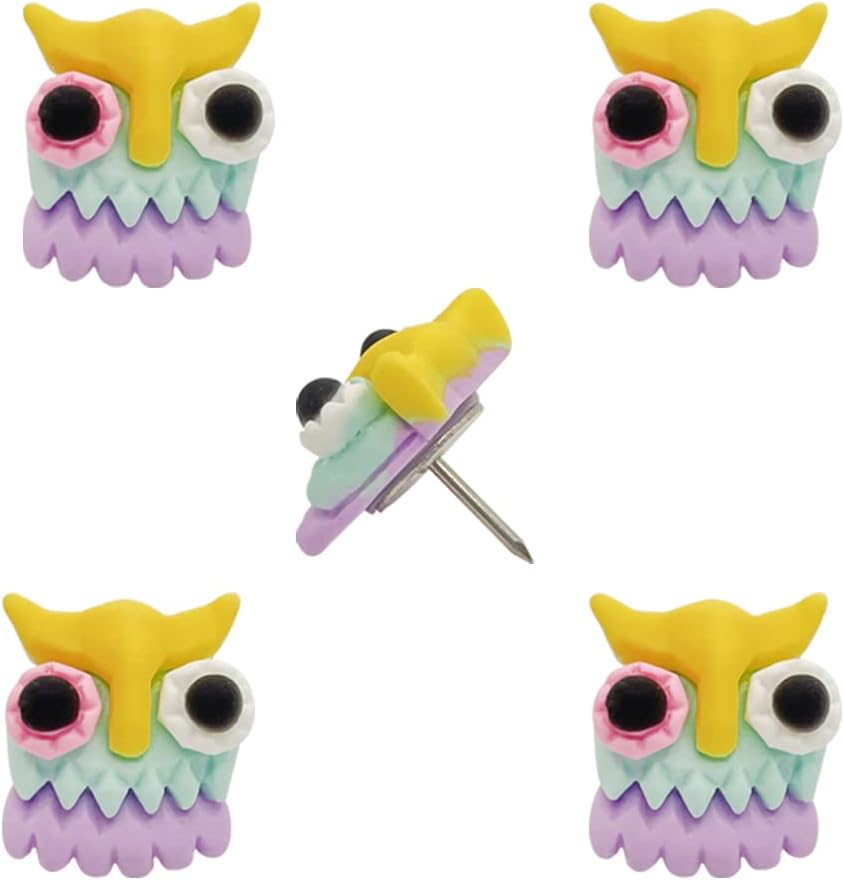 Photo 1 of 20 PCS Creative Owl Push pins,Cute Push pins Decorative Resin Push pins for Photo Wall, Feature Wall, Whiteboard, Cork Board, Map, Bulletin Board, Office or Home(Owl)
