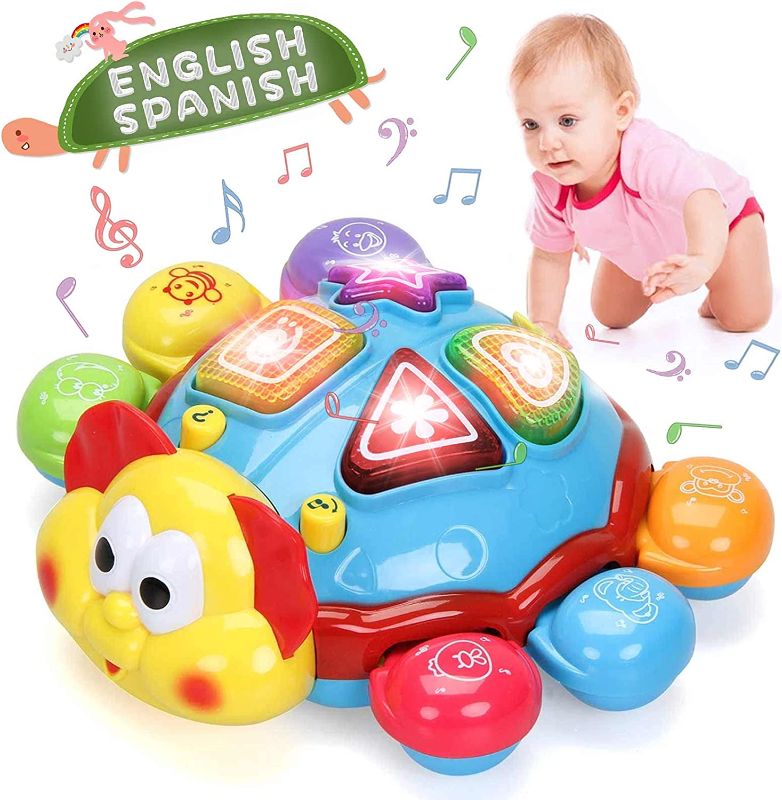 Photo 1 of HISTOYE Spanish English Baby Toys with Light Music Juguete Bilingue para Bebes Crawling Bilingual Toys for Babies 12 18 Months Musical Moving Toy for Toddler 1-3 Toy Gift for 1 2 3 Year Old Boy Girl
