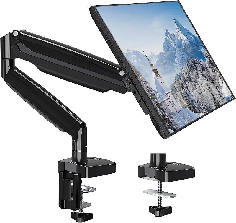 Photo 1 of MOUNT PRO Single Monitor Mount Stand fits 22-35 inch/26.4lbs Ultrawide Computer Screen, Long Monitor Arm with Height/Tilt/Swivel/Rotation Adjustable, Premium Gas Spring Monitor Desk Mount, VESA Mount
- missing small hardware