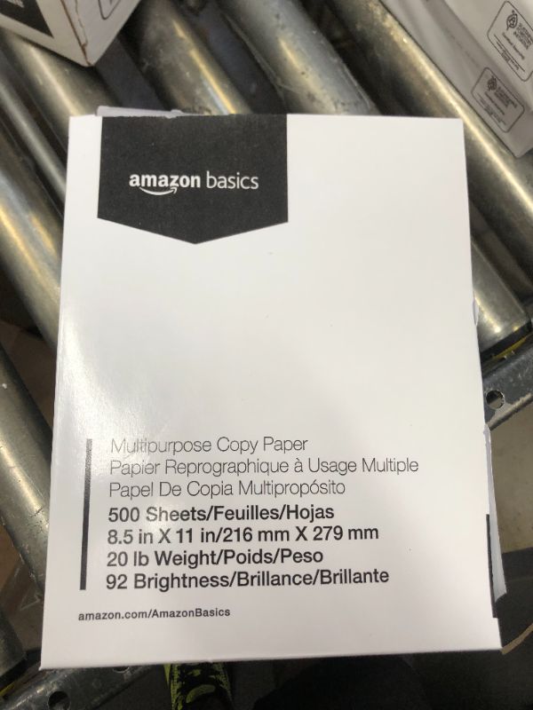 Photo 1 of Amazon Basics Multipurpose Copy Printer Paper, 8.5 x 11 Inch 20Lb Paper - 1 Ream (500 Sheets), 92 GE Bright White 1 Ream | 500 Sheets Multipurpose (8.5x11) Paper