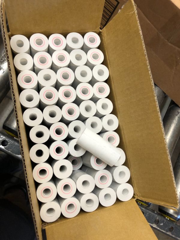 Photo 3 of 2 1/4" (57mm) x 24' (Extra Long) Thermal Paper Roll Coreless for Poynt & Equinox Luxe 6200M, 100 Rolls/Case, BPA Free, 48 GSM