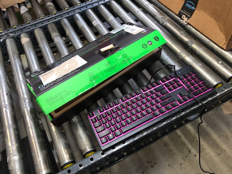 Photo 2 of Razer Ornata V3 X Gaming Keyboard: Low-Profile Keys - Silent Membrane Switches - Spill Resistant - Chroma RGB Lighting - Ergonomic Wrist Rest - Classic Black - box damage a little