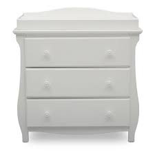 Photo 1 of Delta Children Lancaster 3 Drawer Dresser with Changing Top, Bianca White and Contoured Changing Pad, White Bianca White Dresser + Changing Pad