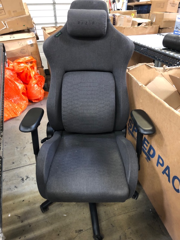 Photo 3 of RESPAWN 110 Fabric Gaming Chair Ergonomic Racing Style High Back PC Computer Desk Office Chair - 360 Swivel, Integrated Headrest, 135 Degree Recline Adjustable Tilt Tension Angle Lock - 2023 Grey Fabric Grey 2023 Series