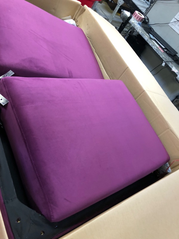 Photo 3 of Casa Andrea Milano Modern Sectional Sofa L Shaped Velvet Couch, with Extra Wide Chaise Lounge and Gold Legs, Purple Purple L-Shaped Gold Legs