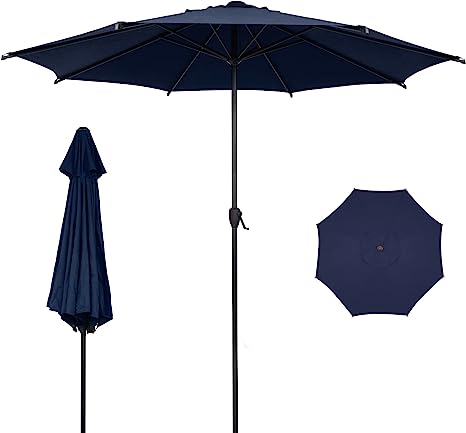 Photo 1 of Abba Patio Patio Umbrella Market Outdoor Table Umbrella with Auto Tilt and Crank for Garden, Lawn, Deck, Backyard & Pool, 8 Sturdy Steel Ribs,
- navy blue - 11ft