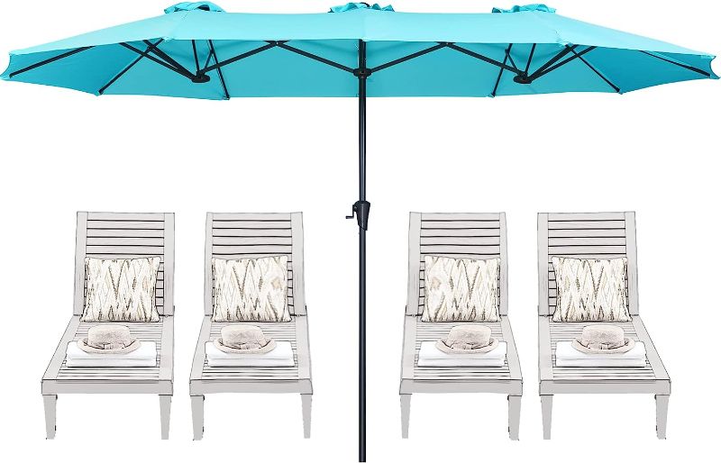 Photo 1 of 
SUPERJARE 13FT Umbrella Outdoor Patio, Double sided Pool Umbrellas with Fade Resistant Canopy, Large Table Umbrella for Deck, Market, Backyard - Light Blue
Size:13FT
Color:Light Blue