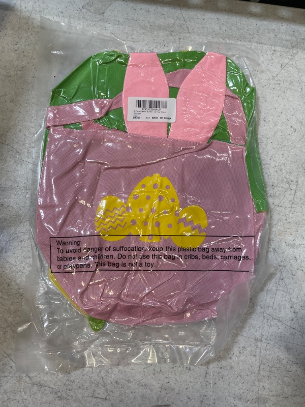 Photo 2 of 3 Pack Easter Bunny Basket Bags Empty Easter Baskets for Kids Easter Bunny Bags Bunny Ear Easter Totes Easter Buckets for Baby Shower Easter Holiday Toy Decor Storage