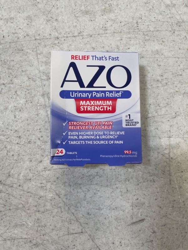 Photo 2 of AZO Urinary Pain Relief Maximum Strength | Fast relief of UTI Pain, Burning & Urgency | Targets Source of Pain | #1 Most Trusted Brand | 24 Tablets AZO Max Strength 24CT