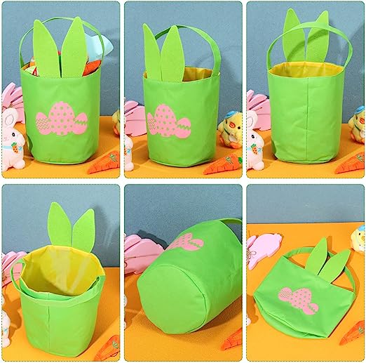 Photo 1 of 3 Pack Easter Bunny Basket Bags Empty Easter Baskets for Kids Easter Bunny Bags Bunny Ear Easter Totes Easter Buckets for Baby Shower Easter Holiday Toy Decor Storage