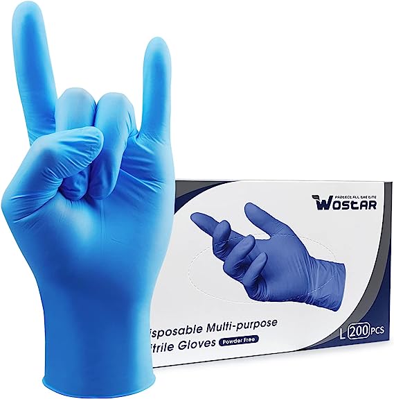 Photo 1 of Wostar Nitrile Disposable Gloves 4Mil Powder Latex Free Disposable Non-Sterile Nitrile Exam Gloves