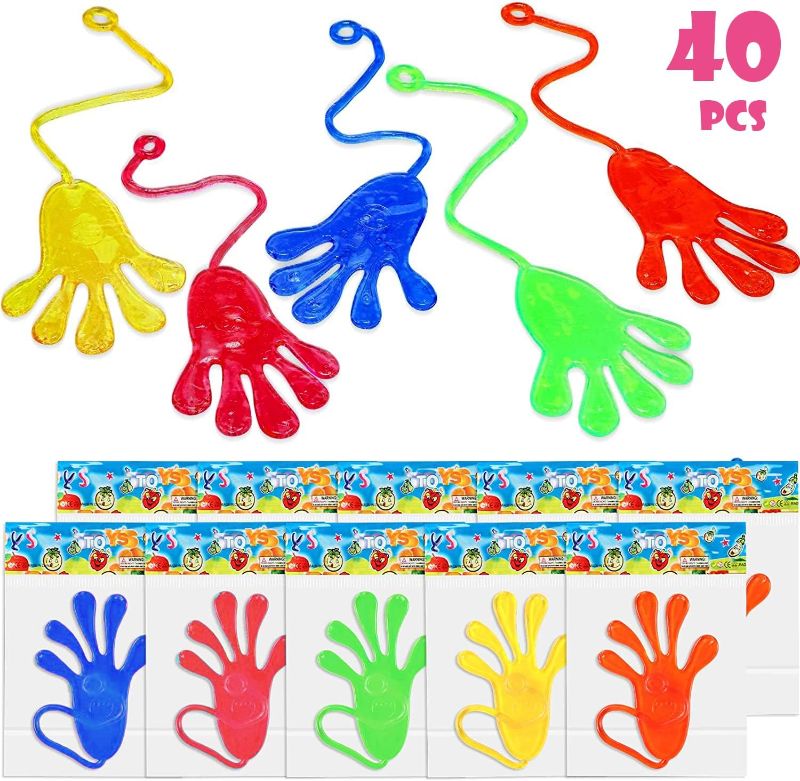 Photo 1 of 40 Pcs Sticky Hands For Kids Stretchy Treasure Box Toy Classroom Prize Students Sensory Fidget Bulk Prize Box Toy Chest Fillers Stick Slap Hand Party Favor Supplies Goodie Bag Stuffer Boy Girl Gift
