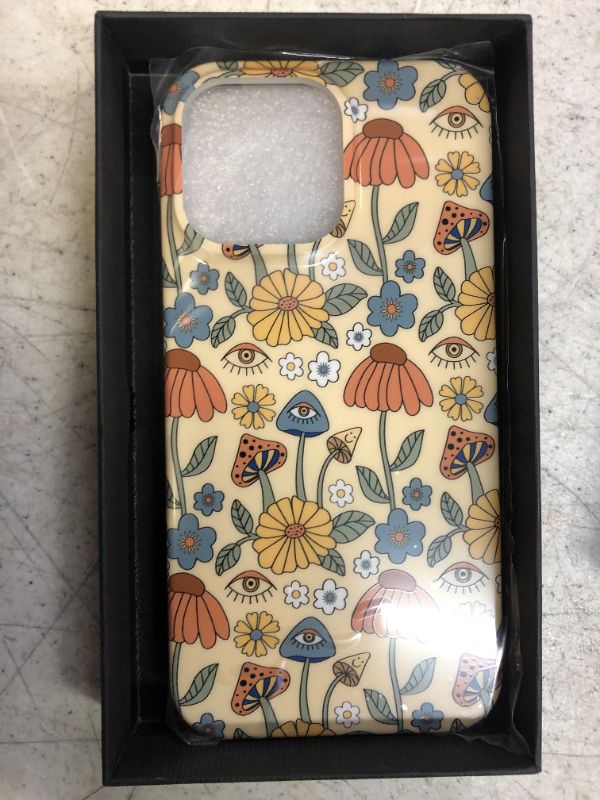 Photo 2 of iPhone 14 Pro Max Cottagecore Mushroom Flower Hippie 60s 70s Aesthetic Style Case
