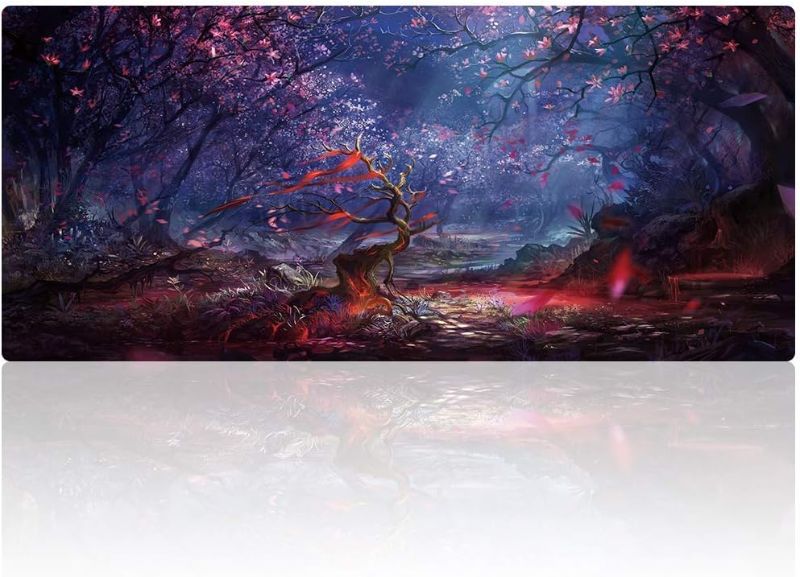 Photo 1 of Duboon Large Gaming Mouse Pad Desk Mat Protector 35.4x15.7IN & Non- Slip Extended Smooth Mouse Mat Blotter Comfortable Writing Surface (90x40 forest024)
