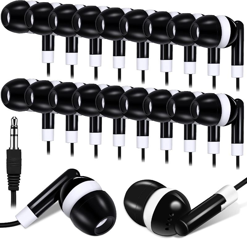 Photo 1 of Konohan 100 Pack Bulk Earbuds for Classroom, Student Basic Headphones in Ear for Kids Schools Libraries Laptop,3.5 MM Earbuds Dot Headphones, Individually Bagged(Black)
