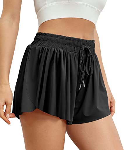 Photo 1 of AUTOMET Women‘s 2 in 1 Flowy Running Shorts Casual Summer Athletic Shorts S