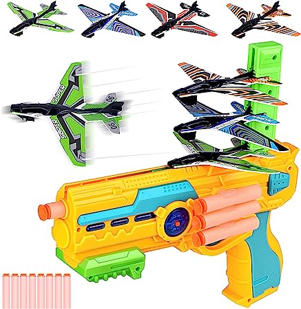 Photo 1 of FFHAOYHAO Airplane Toy Bubble Catapult Plane for Kids One-Click Ejection Foam Planes Blaster with 8 Glider Foam Planes, 8 Foam Darts, Outdoor Launcher Toys for3 4 5 6 7 8 Years Old Boys
