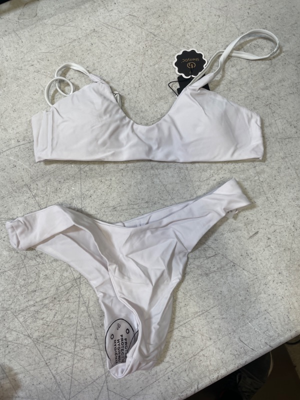 Photo 1 of 2 PIECE WHITE BIKINI SMALL 