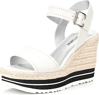 Photo 1 of ALLASWISH Women's Wedge Sandals Espadrilles Platform Wedge Open Toe Ankle Strap Sandal Shoes SIZE 7.5