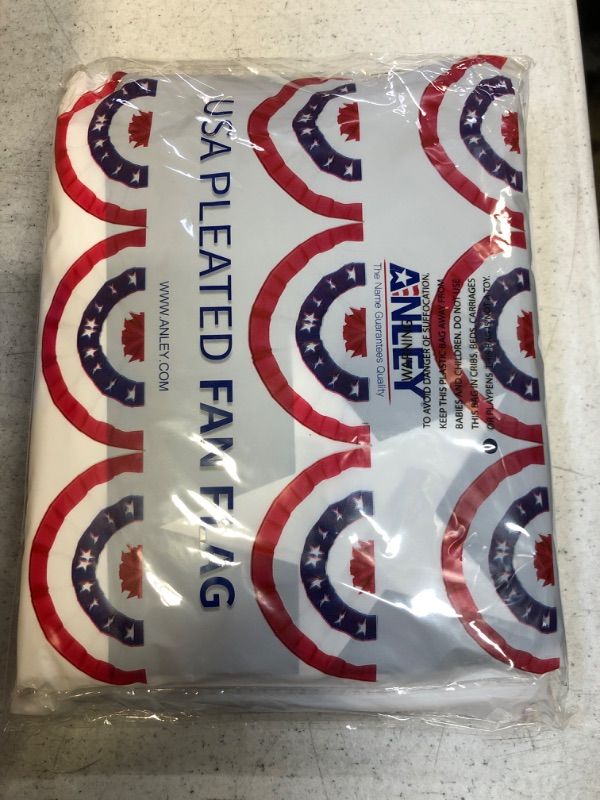 Photo 1 of Anley USA Pleated Fan Flag, 3x6 Ft American US Bunting Flags Patriotic Stars & Stripes - Sharp Color and Fade Resistant - United States 3 x 6 Ft Half Fan Banner(2 Pack)
