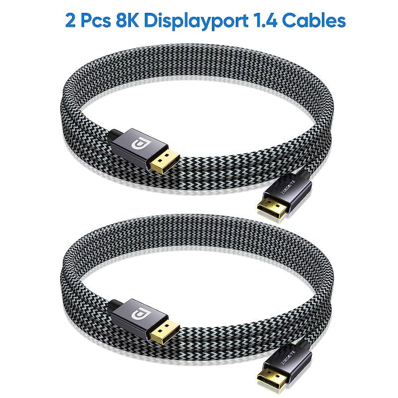 Photo 1 of MINJANDLEE 2Pack 8K DisplayPort Cable 1.4, 10ft Gold-Plated Ultra High Speed DP to DP Cable, Display Port Lead (8K@60Hz, 4K@240Hz, 2K@144Hz), Support Resolution HDR for Laptop PC TV Gaming Monitor
