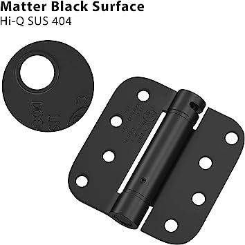 Photo 1 of 6Pack Black Door Hinges 4 Inch Self Closing Spring Door Hinge 5/8" Radius Corners Residential & Heavy-Duty Door Hardware Black Adjustable Door Hinges
