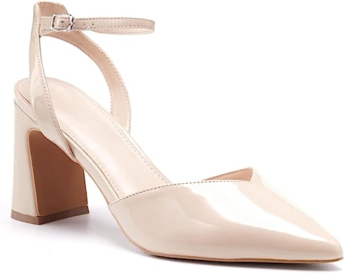 Photo 1 of Juliet Holy Womens Closed Toe Heels Chunky Block Heel Ankle Strap Pumps Slingback Heeled Sandals SIZE 5.5
