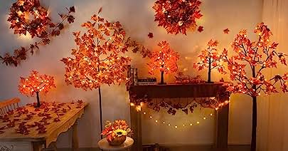 Photo 1 of  2 Pack Fall Garland Maple Leaf Vine, 106 INCHES LONG /Piece Hanging Vine Garland Artificial Autumn Foliage Garland Thanksgiving Decor for Home Wedding Fireplace Party