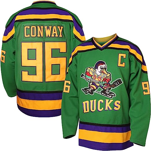 Photo 1 of Charlie Conway #96 Mighty Ducks Adam Banks #99 Movie Ice Hockey Jersey M 