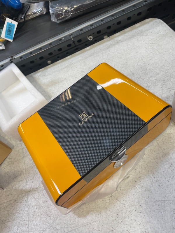 Photo 1 of CASADOS Cigar Humidor with Humidifier Hygrometer, Spanish Cedar Cigar Case Gift for Men Holds 20-30 Cigars