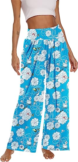 Photo 1 of ENJOYNIGHT Womens Pajama Pants Wide Leg Palazzo Lounge Yoga Sweatpants Casual Pj Bottoms with Pockets M