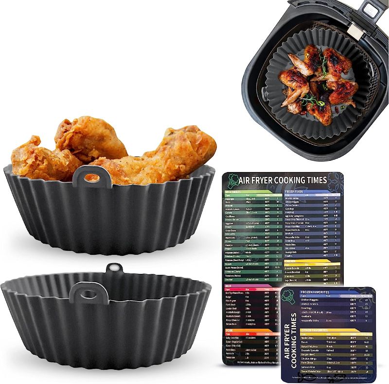 Photo 1 of 2 PC Air Fryer Silicone Liners, Air Fryer Silicone Baking Tray, Air Fryer Liners Silicone with Air Fryer Cheat Sheet, Silicone Air Fryer Basket, Air Fryer Silicone Pot with Air Fryer Cheat Sheet
