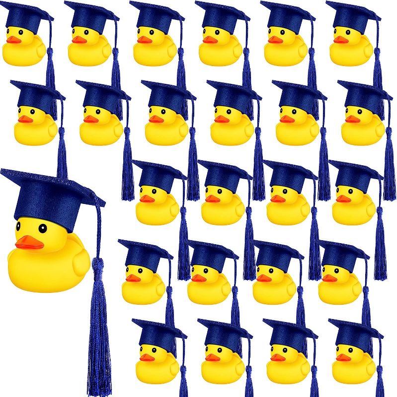 Photo 1 of 24 Pcs Graduation Rubber Ducks with Blue Graduation Cap Mini Rubber Duckies Bulk Rubber for Graduation Party Graduation Gifts Party Favors Decoration