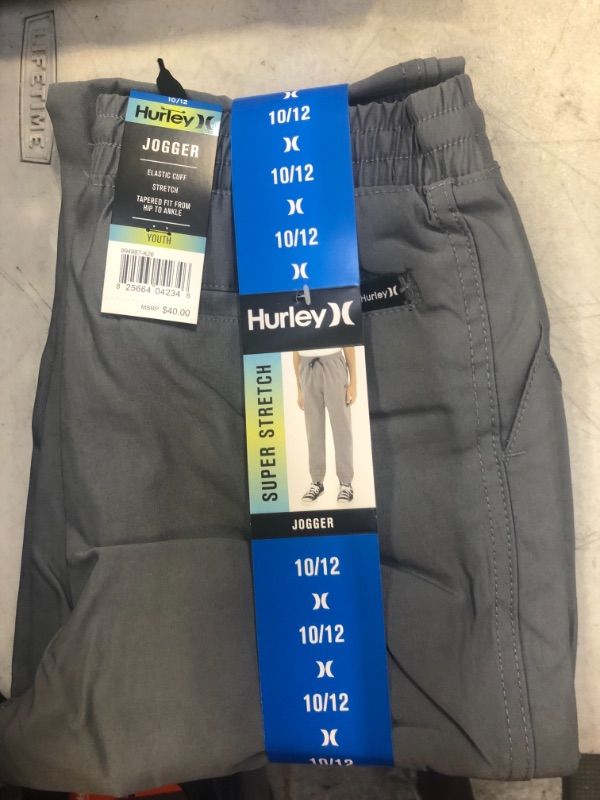 Photo 2 of Hurley Boy S Elastic Waistband Performance Stretch Twill Jogger Pant (Grey 10/12)
