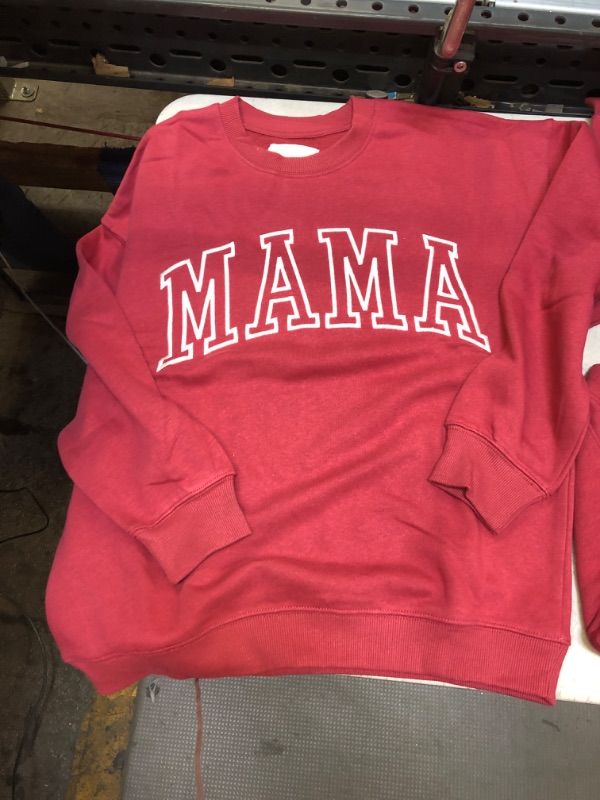 Photo 2 of State of Mine Women's Soft Long Sleeve "Mama" Stitched Logo Sweatshirt
Size: L
Color: Burgundy