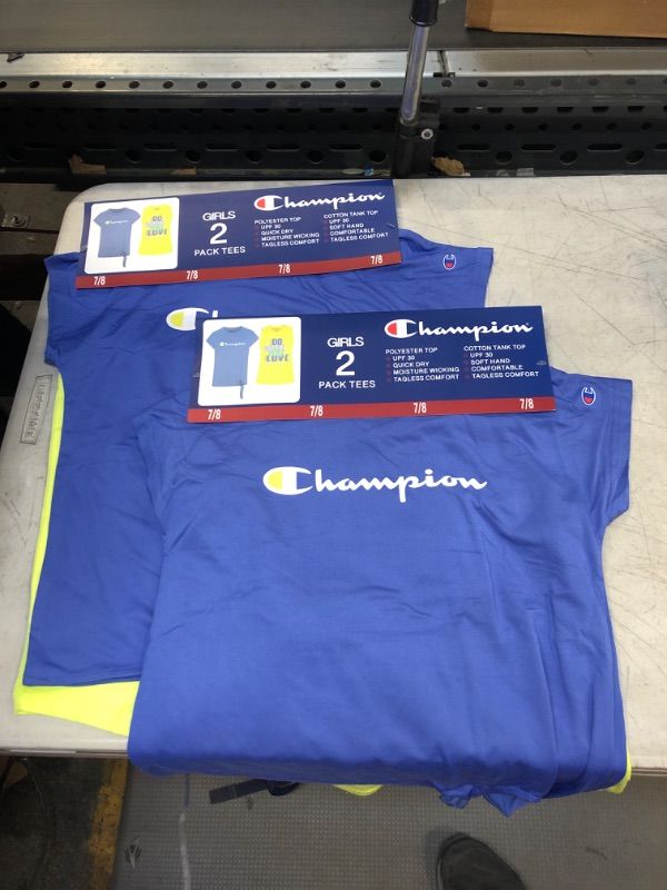 Photo 1 of 2x Champion Girls 2-Pack Active Wear UPF 30 Moisture Wicking T-shirts
Size: 7/8