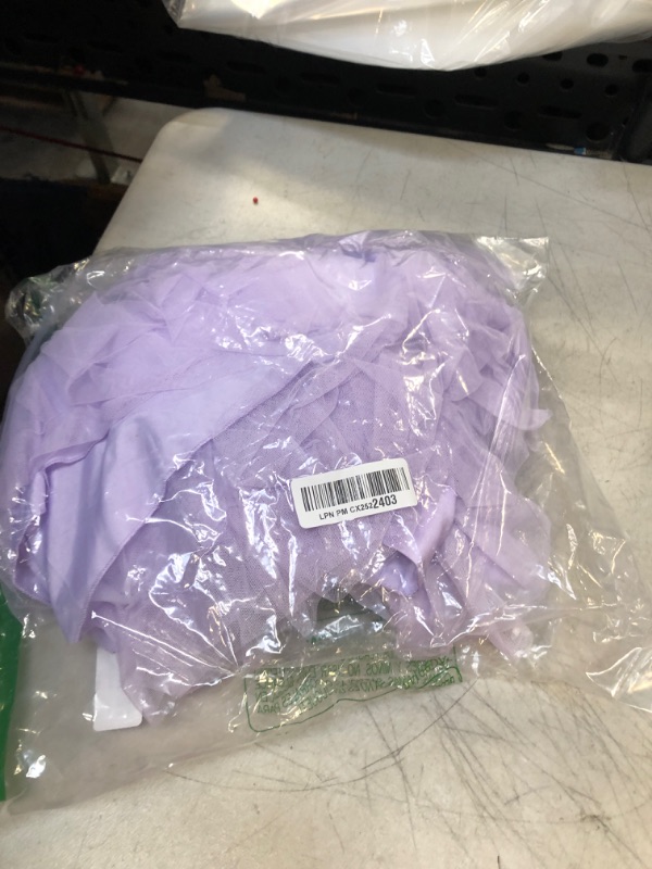 Photo 1 of Adaniwli Big Girls Bridesmaid Dress Backless Princess Dress Tulle Wedding Flower Girl Dress Light Purple 3/4 Length 6 Years