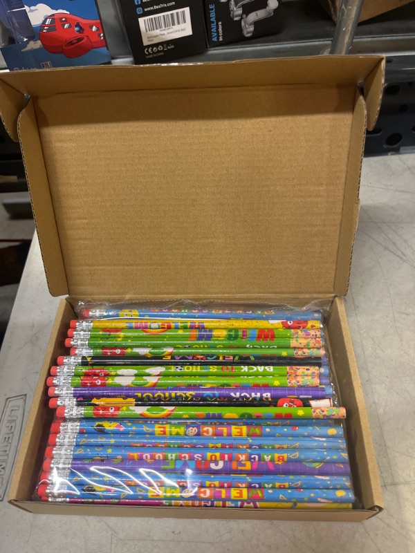 Photo 2 of Pajean 100 Pcs Welcome Back to School Pencils First Day of Holiday Inspirational HB with Eraser for Exams Stationery Party Reward Supplies, Classroom