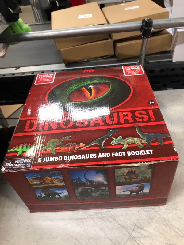 Photo 1 of JOYIN 6Pcs Big Dinosaur Toys Set (12’’ to 14’’), Educational Dinosaur Figures with Realistic Sound, Including 6 Dinosaur, Introduction Booklet, Dinosaur Teaching Set, Dino Party Toys for Boys Girls
