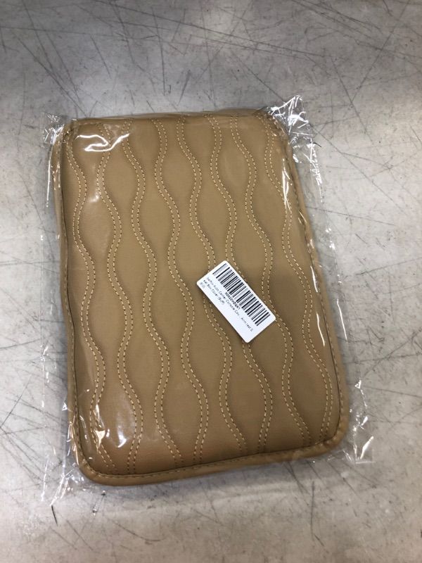 Photo 1 of beifvv Auto Center Console Cover, PU Leather Armrest Cushion Pad Cover Universal Fit for SUV/Truck/Car, Waterproof Car Armrest Seat Box Cover (Buff)