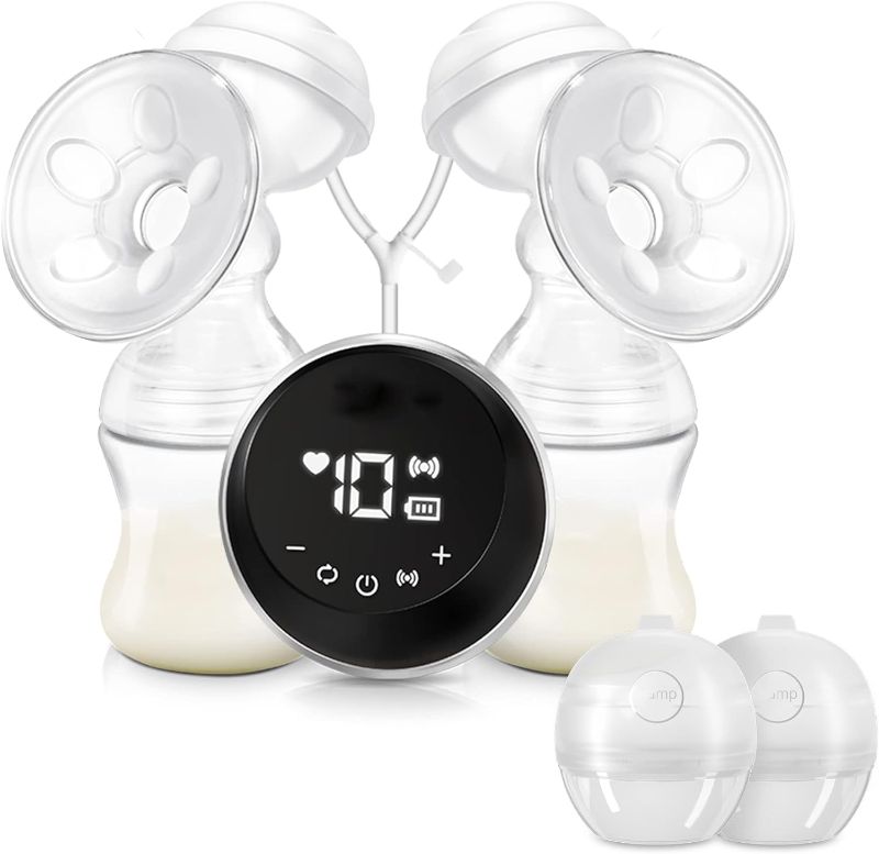 Photo 1 of ACWIWI DOUBLE PORTABLE ELECTRIC BREAST PUMP RECHARGEABLE BREASTFEEDING PUMP WITH LED TOUCH SCREEN, 3 MODES PAINLESS QUIET NURSING 