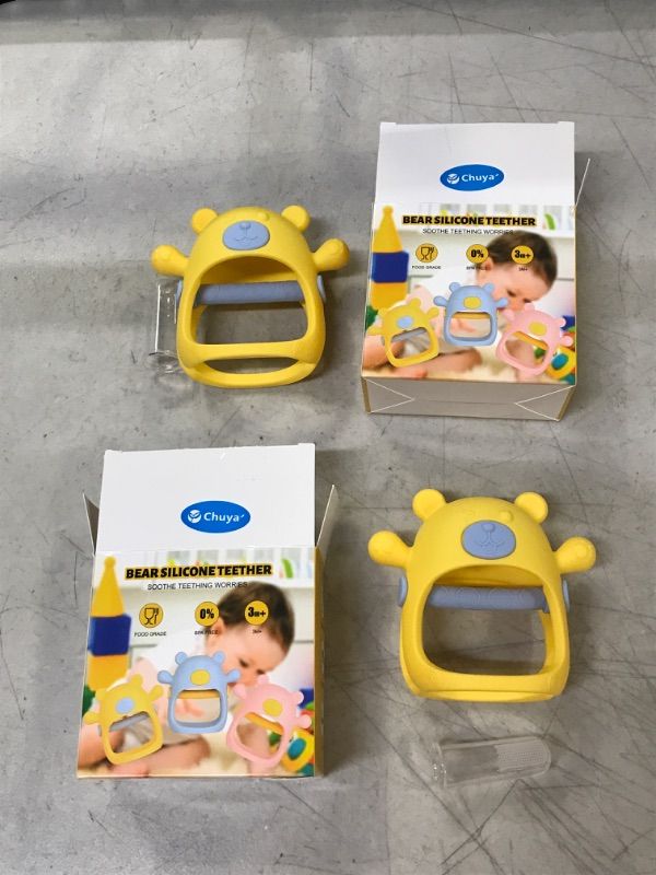 Photo 1 of Chuya Teething Toys for Baby, Teethers Toys with Baby Boothbrush Finger Set,Safe BPA Free, Easy to Clean, Teethers for 3-12 Months Babies,Car Seat Toy for New Born (2PCS)
