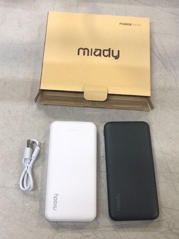 Photo 2 of Miady 2-Pack 10000mAh Dual USB Portable Charger, USB-C Fast Charging Power Bank, Backup Charger for iPhone 14, Galaxy S22, Pixel and etc
