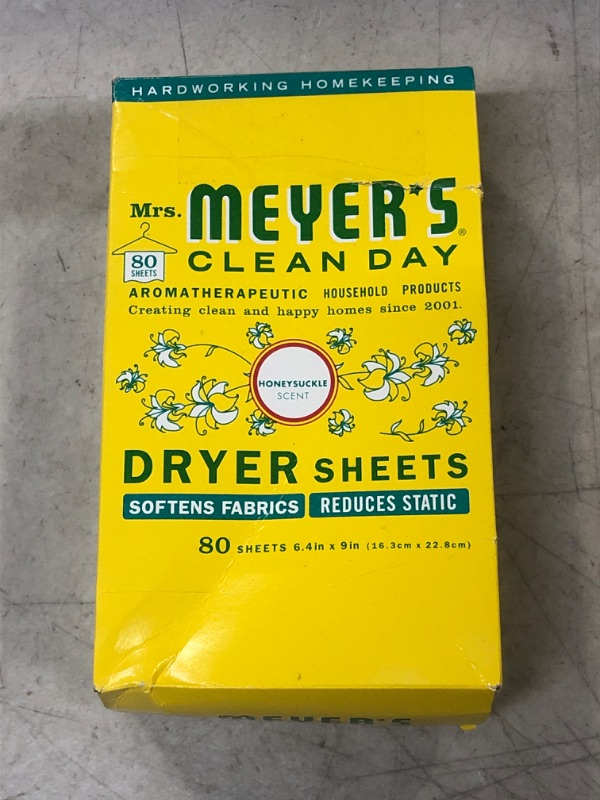 Photo 2 of Mrs. Meyer's Dryer Sheets, Fabric Softener, Reduces Static, Infused with Essential Oils, Honeysuckle, 80 Count