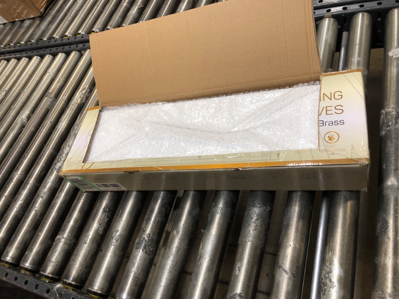 Photo 1 of Peter's Goods 2-Tier Modern Rustic Floating Wall Shelves, Modern Brass - Wall Mounted Wood Shelf for Display, Books, Storage & Decor - for Bathroom, Office, Living Room, Bedroom, Laundry