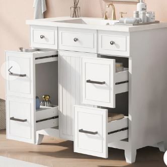 Photo 1 of 36" Bathroom Vanity Cabinet with Sink Top Combo Set,White,Single Sink,Shaker Cabinet with Soft Closing Door and Drawer
