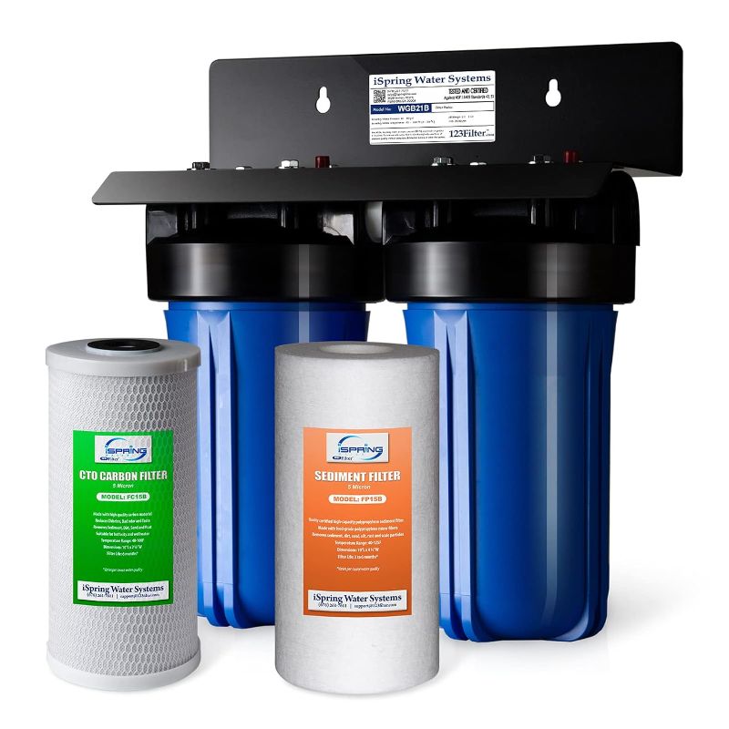 Photo 1 of iSpring WGB21B 2-Stage Whole House Water Filtration System, with 10" x 4.5" Sediment CTO(Chlorine, Taste, and Odor) Filter, 1" Inlet/Outlet
