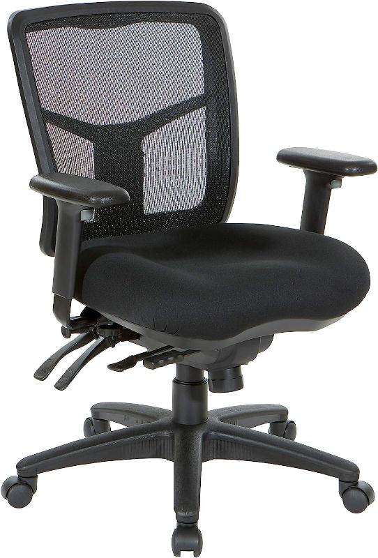 Photo 1 of Office Star ProGrid Breathable Mesh Manager's Office Chair with Adjustable Seat Height, Multi-Function Tilt Control and Seat Slider, Mid Back, Coal FreeFlex Fabric
