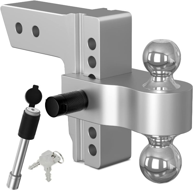 Photo 1 of IFOKA Adjustable Trailer Hitch Ball Mount, Fits 2.5 Inch Receiver, 6 Inch Drop Hitch,18,500 LBS GTW, Forged Aluminum Shank, 2 Inch & 2-5/18 Inch Dual Balls with Double Hitch Locks and Pins
